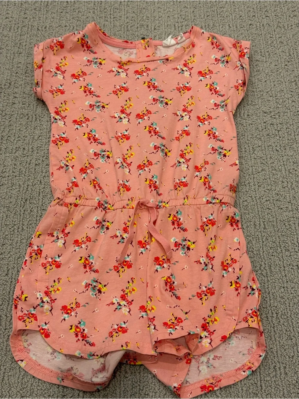 Girls' Pink Floral Romper - Lightweight Summer Playwear